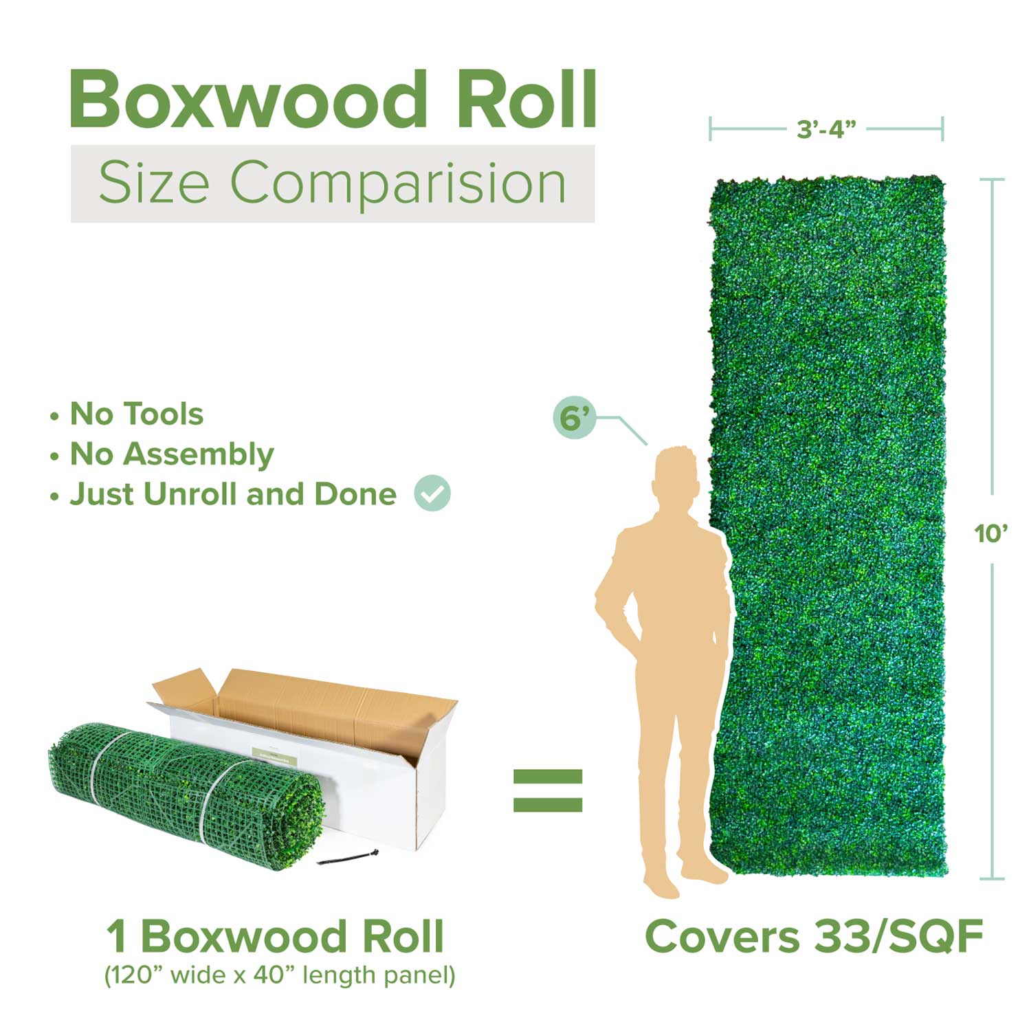 Light Green Artificial Boxwood Roll